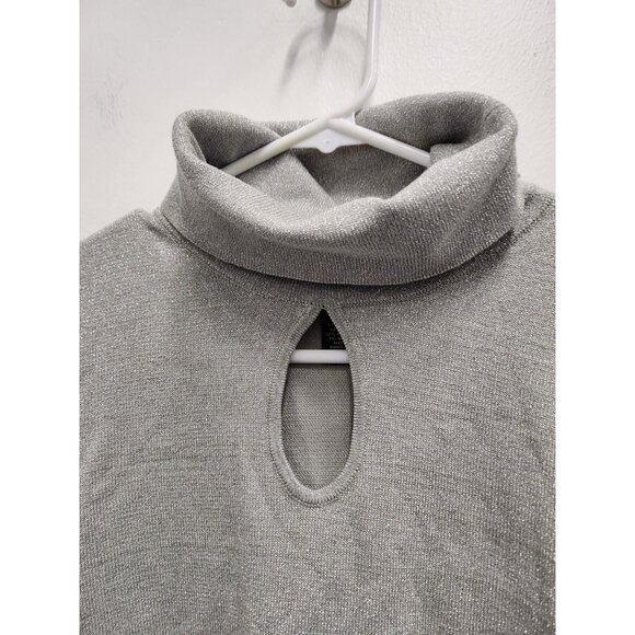 Lane Bryant Sweater Womens 14/16 Silver Metallic Turtleneck Pullover Holiday - Picture 2 of 9
